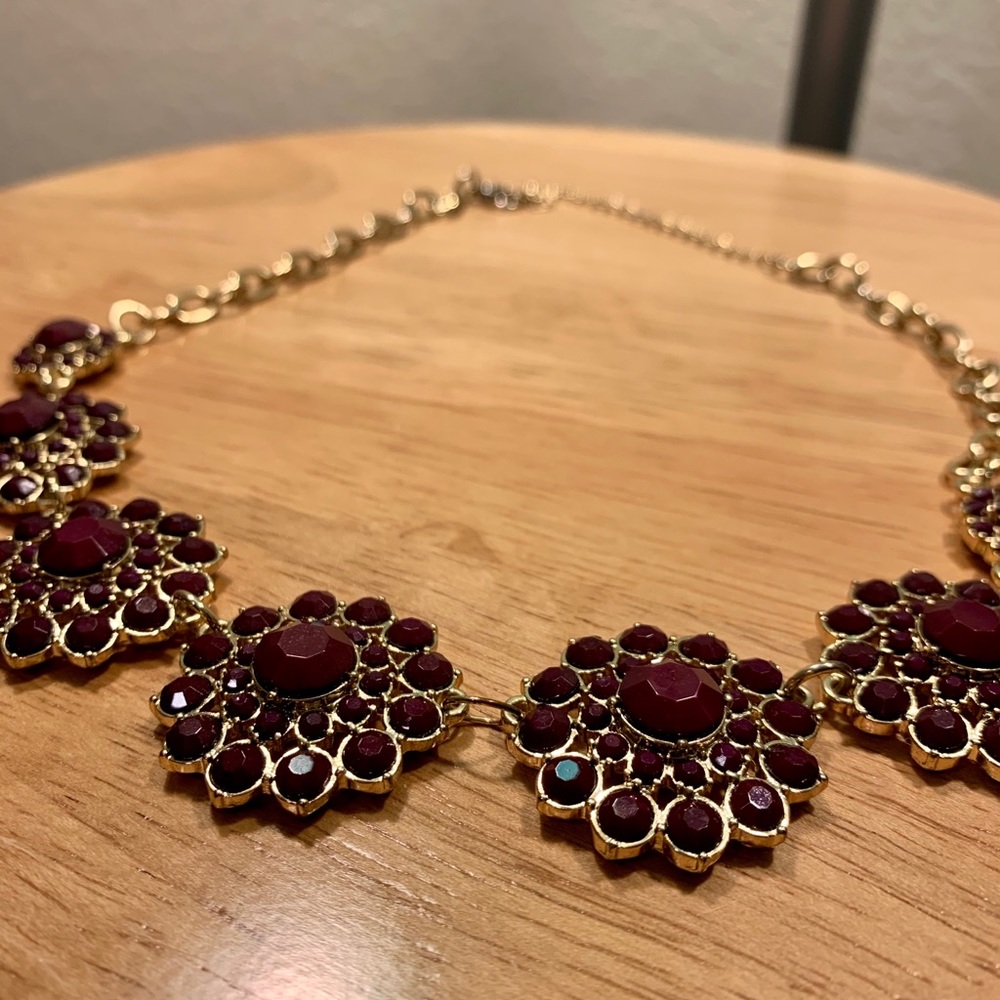 Burgundy Flowers Necklace